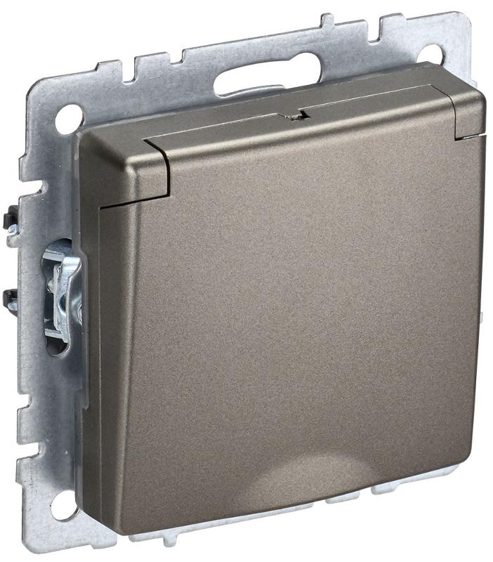 BRITE Розетка с заземлением со шторками с кр. 16А IP44 РСбш10-3-44-БрШ шампань | BR-R16-16-44-K37 | IEK — IEK (ИЭК)