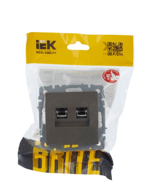 BRITE Розетка компьютерная 2-ая RJ45 кат.5E РК10-2-БрШ шампань | BR-K20-1-K37 | IEK — миниатюра 7