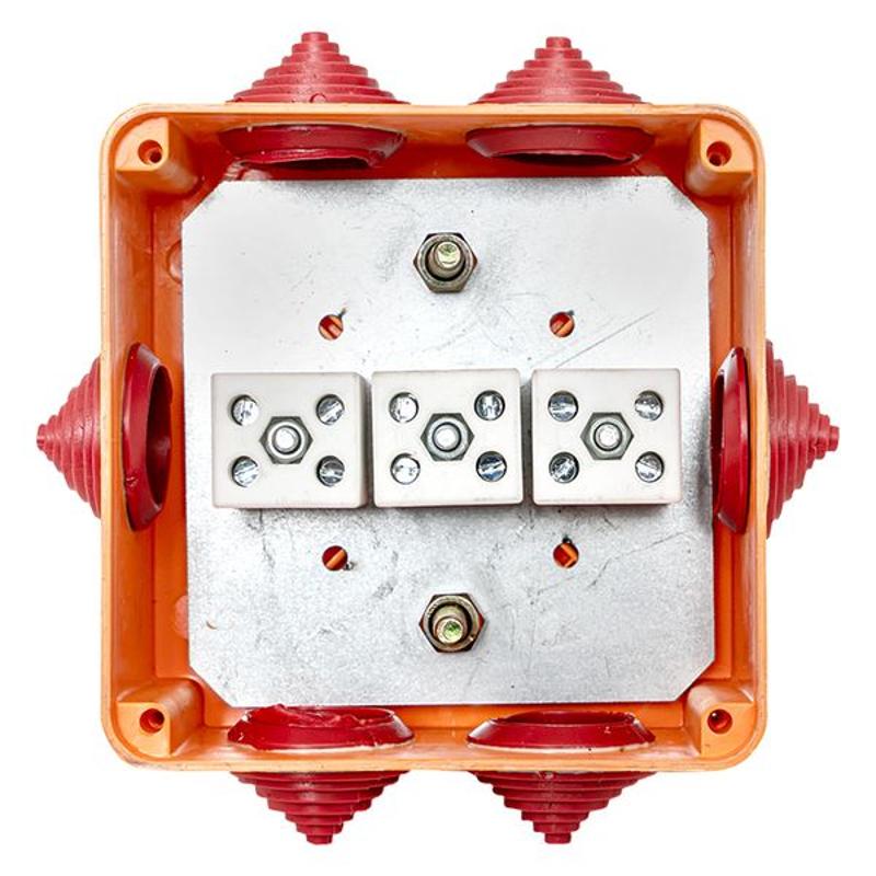 Коробка огнестойкая 100х100х50мм IP55, 3 двойных клеммника 1,5-2,5 мм2 | plc-kmrf-100-6-02 | EKF — миниатюра 5