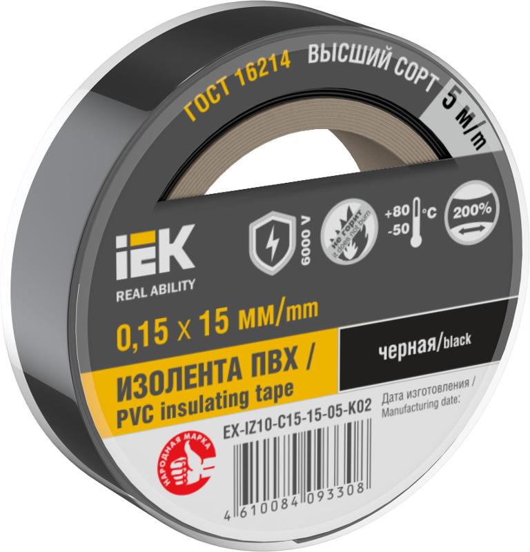 Изолента 0,15х15мм черная 5м | EX-IZ10-C15-15-05-K02 | IEK — фото 1 | Sento