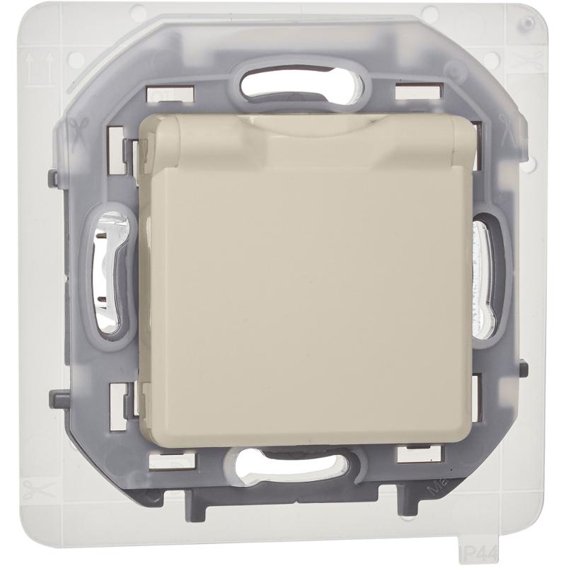 Inspiria Слоновая кость Розетка с крышкой с заземлением С/У со шторками 16А IP44 без рамки — миниатюра 7