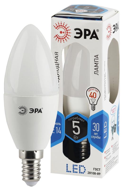 Лампа светодиодная LED 5Вт E14 220В 4000К smd B35 свеча | Б0018872 | ЭРА — миниатюра 1