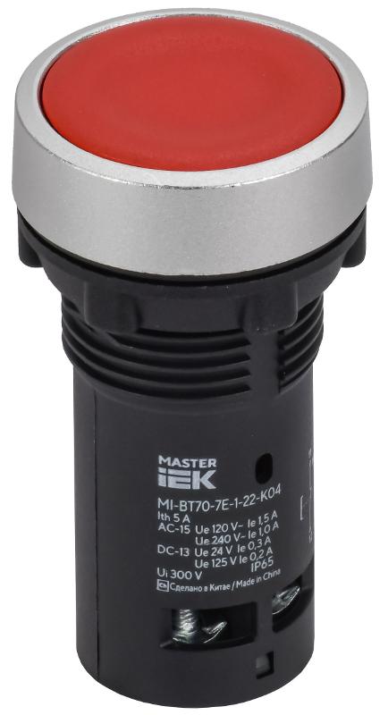 Кнопка IP65 моноблок 1NC красная MASTER | MI-BT70-7E-1-22-K04 | IEK — IEK (ИЭК)