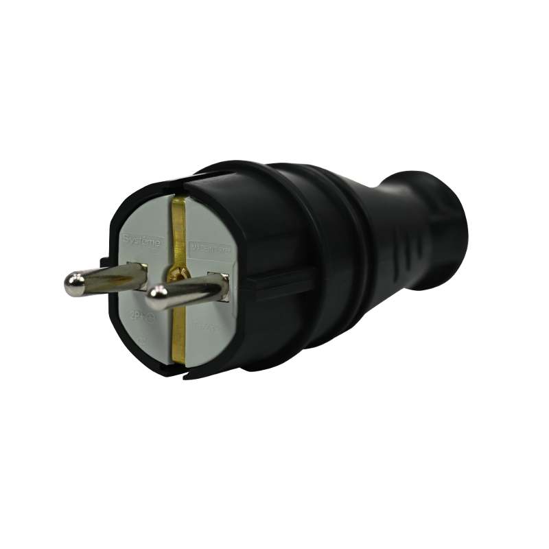 Вилка 2К+З прямая каучуковая 16А/250В IP44 Чёрная MultiSet | MST4001BK | SE — миниатюра 4