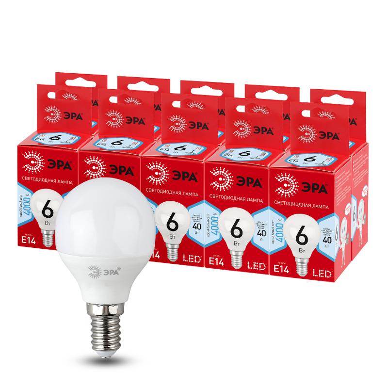 Лампа светодиодная RED LINE LED P45-6W-840-E14 R E14 6Вт шар нейтральный белый свет | Б0052443 | ЭРА — миниатюра 4