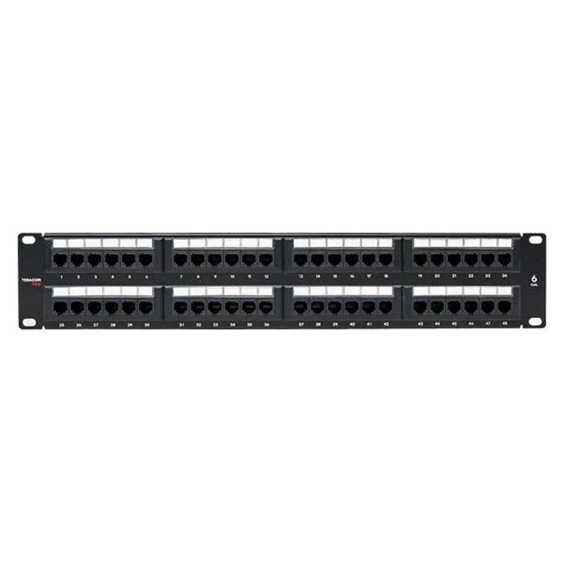 Патч-панель TERACOM PRO 19'' Cat.6 2U неэкранированная UTP 48 портов RJ-45 Dual IDC | TRP-PPNL-6UTP-2U48 | EKF — миниатюра 8