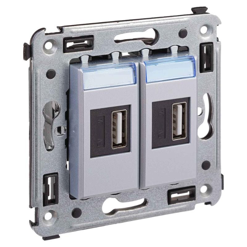 USB зарядное устройство в стену, "Avanti", "Закаленная сталь" | 4404543 | DKC — миниатюра 6