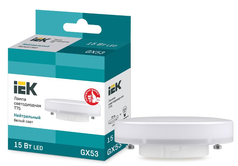 Лампа светодиодная LED 15Вт GX53 230В 4000К ECO Т75 таблетка | LLE-T80-15-230-40-GX53 | IEK — IEK (ИЭК)