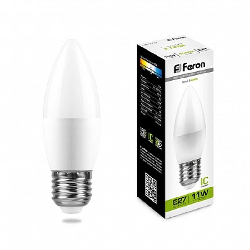 Лампа светодиодная LB-770 (11W) 230V E27 4000K свеча | 25944 | FERON — миниатюра 1