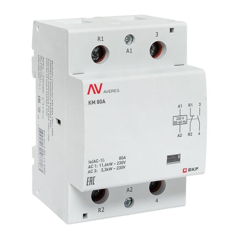 Контактор модульный КМ 80А 1NC+1NO 230VAC (3 мод.) AVERES | km-av-3-80-11-230V | EKF — EKF