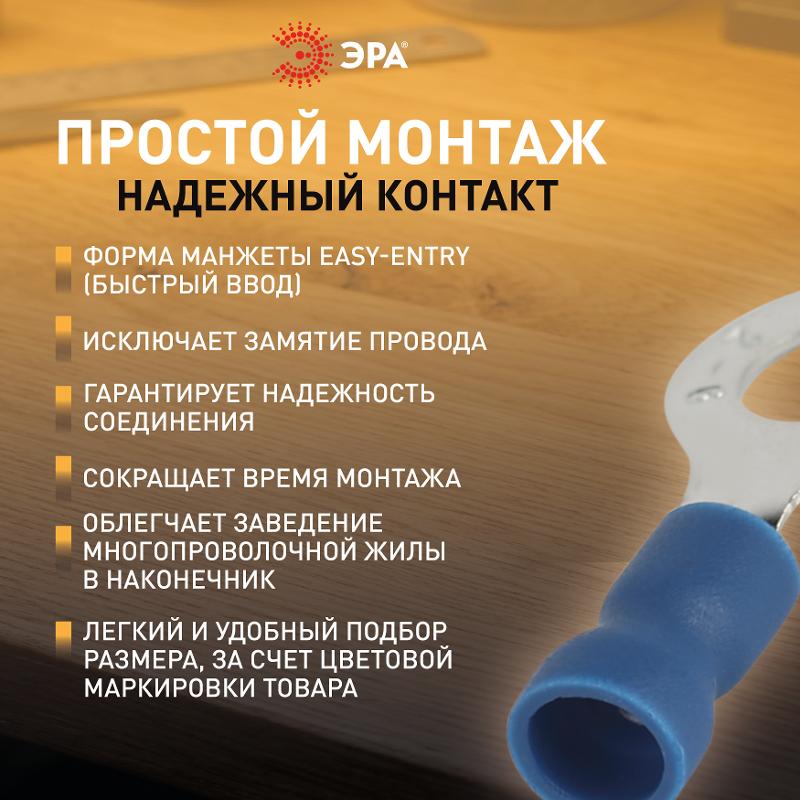 Наконечник кольцевой ЭРА NO-225-114 НКИ 2.5-6 с изолированным фланцем (упаковка 50 шт.)  | Б0063287 | ЭРА — миниатюра 2