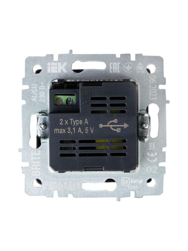 BRITE Розетка USB A+A 3,1А РЮ10-1-БрЧ черный | BR-U21-D31-K02 | IEK — миниатюра 4