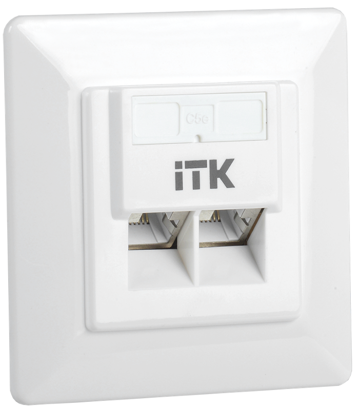 Внутренняя инф. розетка RJ45 кат. 5Е FTP 2 порта | CS2-1C5EF-2-1 | ITK — ITK