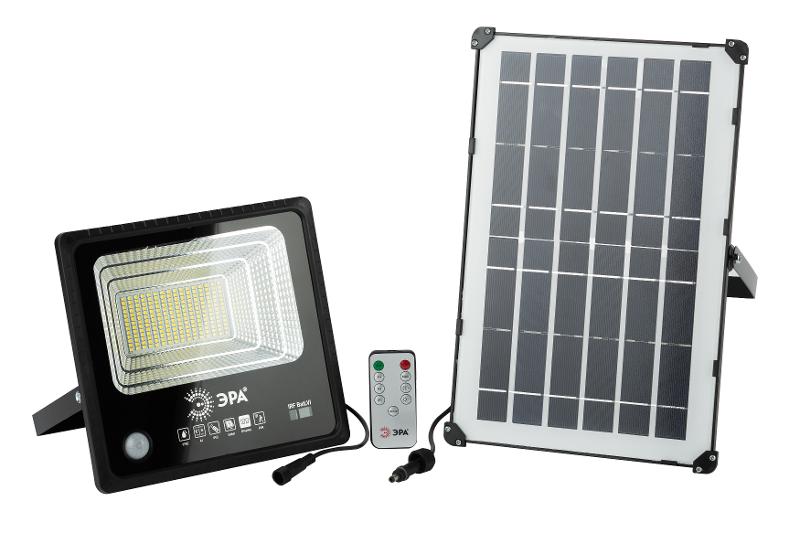Прожектор светодиодный уличный на солн. бат. 100W, 1200 lm, 5000K, с датч. движения, ПДУ, IP65 ( | Б0049547 | ЭРА — миниатюра 4