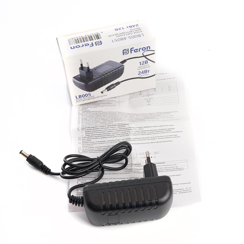 Трансформатор электронный для светодиодной ленты 24W 12V (драйвер), LB005 FERON | 48051 | FERON — миниатюра 5