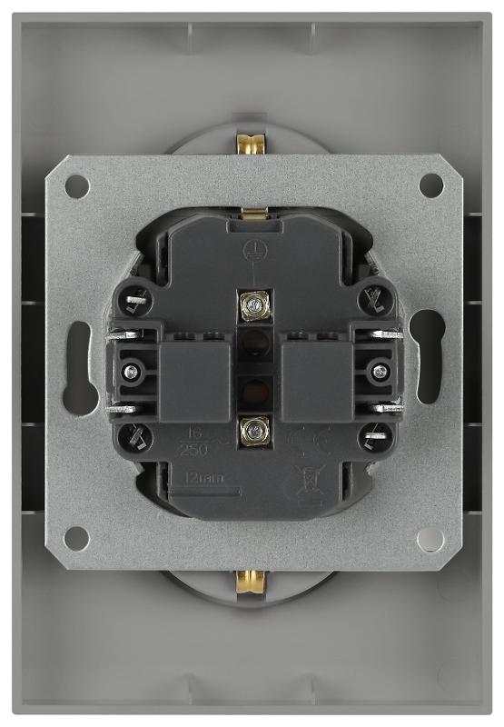 Розетка Arktik 16-2104-03 двойная с заземлением 2X2P+E Schuko 16А-250В алюминий | Б0070446 | ЭРА — миниатюра 4