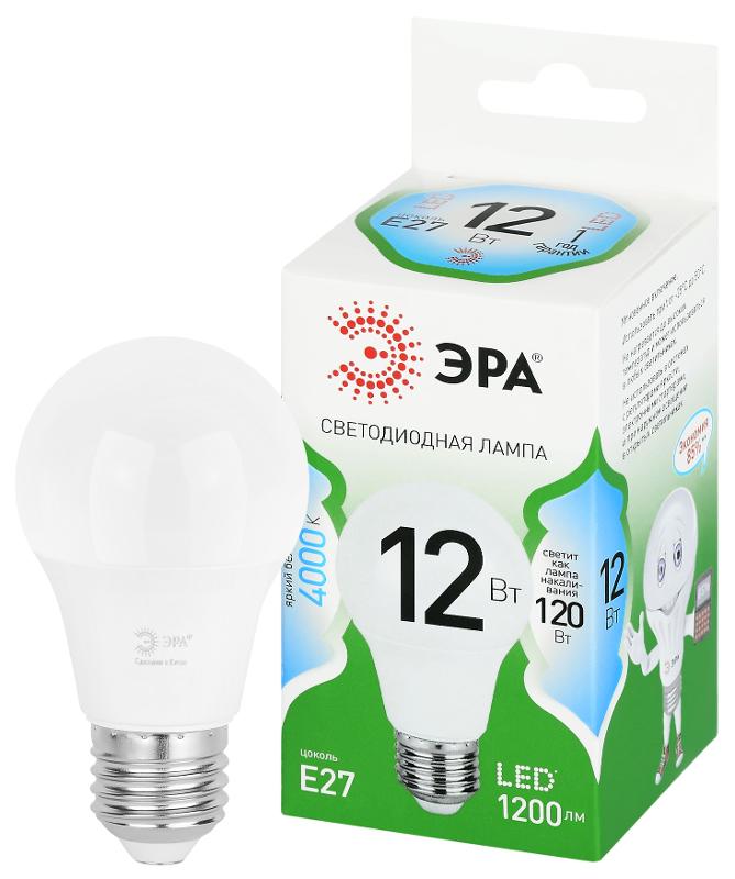 Лампа светодиодная  GREEN LINE LED A60-12W-840-E27 GL E27 12 Вт груша яркий белый свет | Б0067107 | ЭРА — ЭРА (Энергия света)