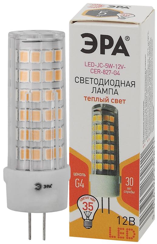 Лампа светодиодная LED JC-5W-12V-CER-827-G4 (диод, капсула, 5Вт, тепл, G4) (20/500/21000) | Б0049087 | ЭРА — миниатюра 1