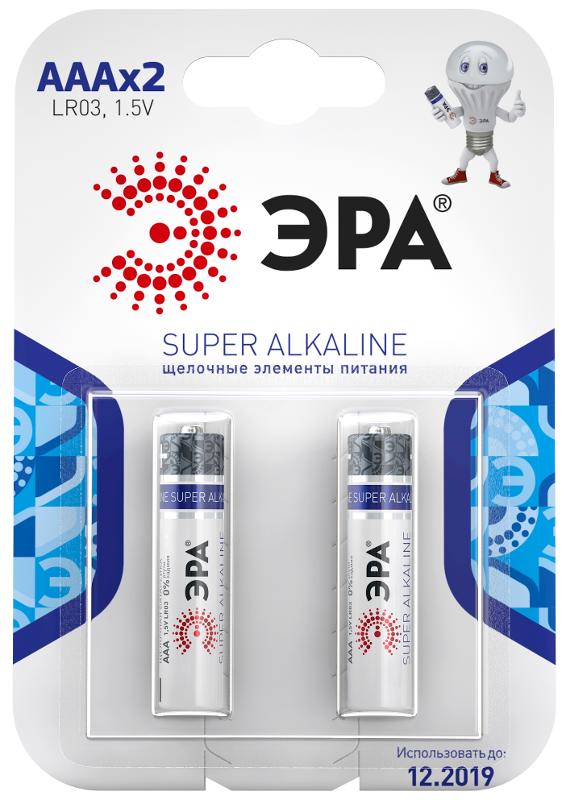 Батарейка щелочная (алкалиновая)  LR03-2BL (60/480/19200) (AAA)  | C0038453 | ЭРА — ЭРА (Энергия света)