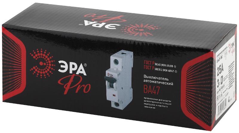 Выключатель автоматический трехполюсный Pro Pro NO-901-39 ВА47-100 3P 25А кривая D | Б0031809 | ЭРА — миниатюра 2