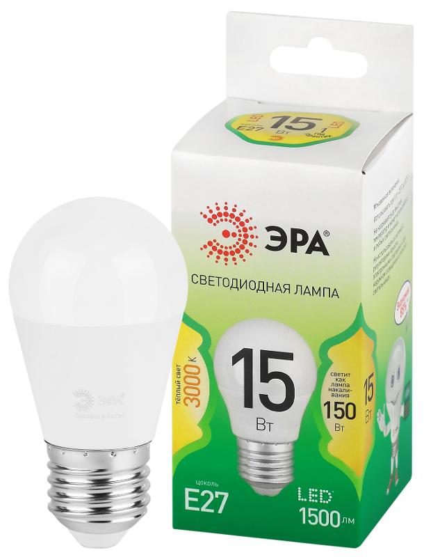Лампа светодиодная  GREEN LINE LED P45-15W-830-E27 GL E27 15 Вт шар теплый свет | Б0067038 | ЭРА — ЭРА (Энергия света)