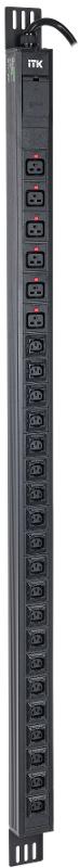 ITK PDU верт. 33U 1ф 32А 20 роз. C13 6 C19 каб. 3м IEC60309 | PV22-20C13-06C19-41 | ITK — ITK