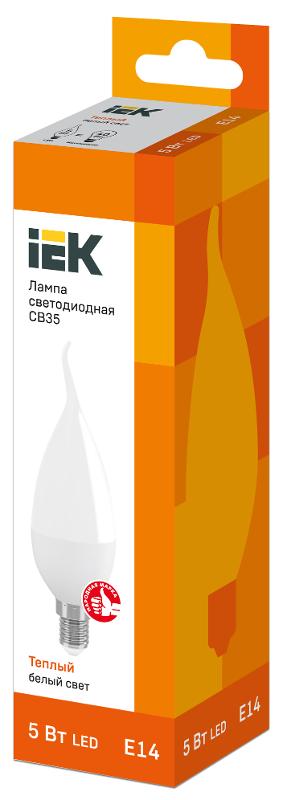 Лампа светодиодная LED 5Вт Е14 220В 3000К CB35 свеча на ветру | LLE-CB35-5-230-30-E14 | IEK — миниатюра 2