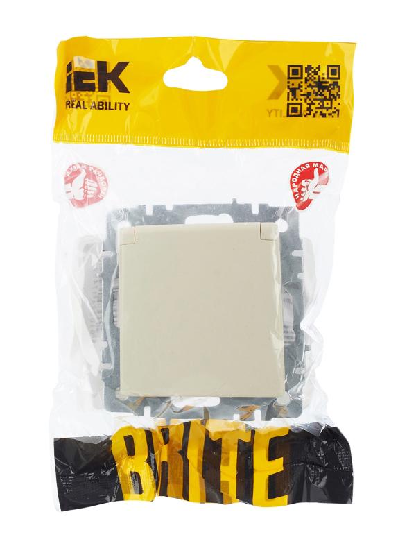 BRITE Розетка с заземлением со шторками с кр. 16А IP44 РСбш10-3-44-БрКр бежевый | BR-R16-16-44-K10 | IEK — миниатюра 4