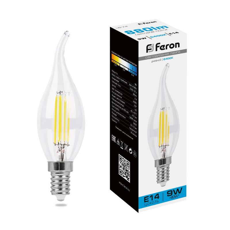 Лампа светодиодная, (9W) 230V E14 6400K прозрачная, LB-74 | 38235 | FERON — фото 1 | Sento