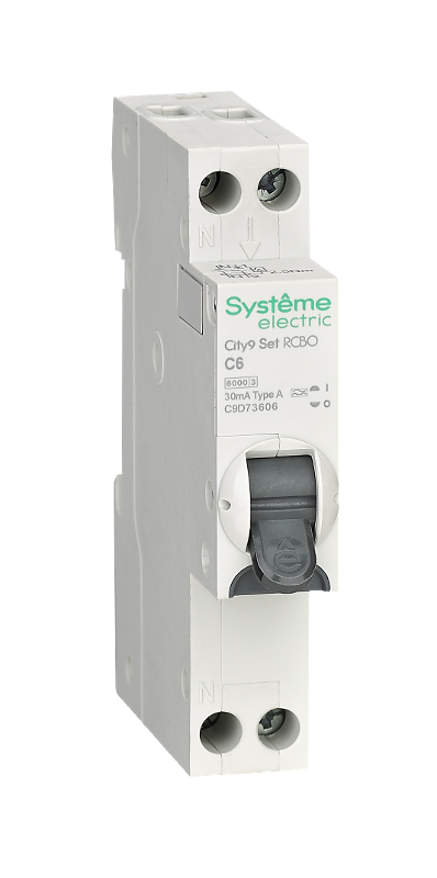 АВДТ City9 1П+Н C6 6000A 30мА A 18мм | C9D73606 | SE — Systeme Electric