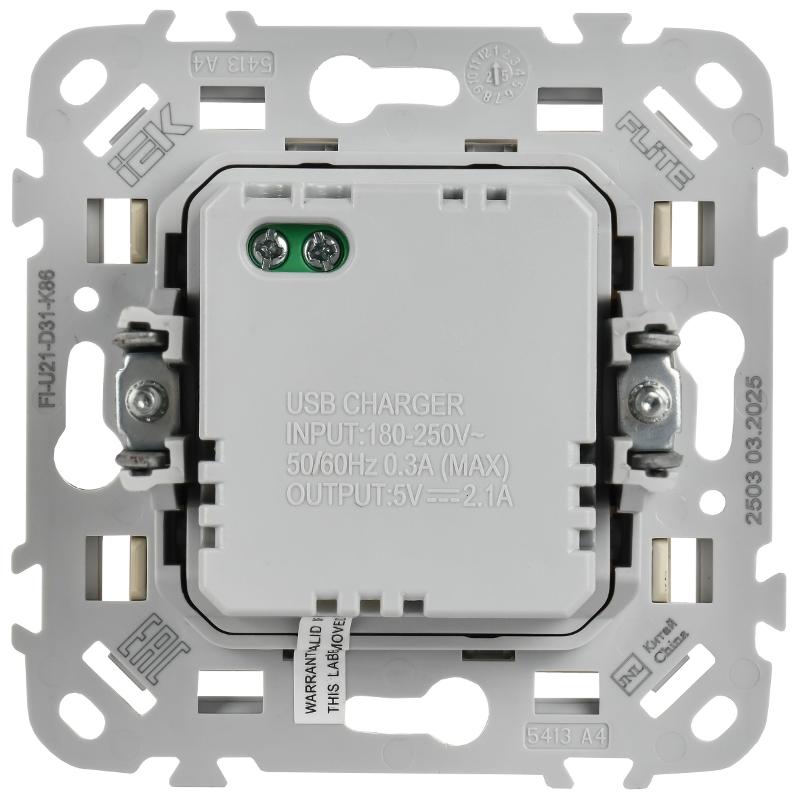 FLITE Розетка USB A+A 2,1А РЮ-2-ФлСл сливочный | FI-U21-D31-K86 | IEK — миниатюра 3