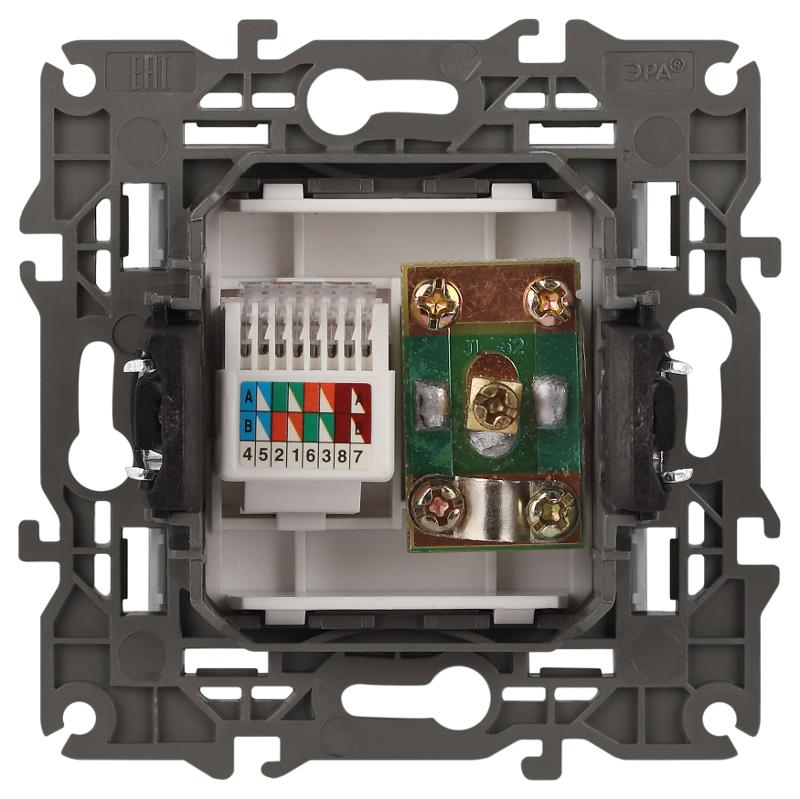 14-3110-01 Розетка RJ45+TV, IP20, белый | Б0034314 | ЭРА — миниатюра 2