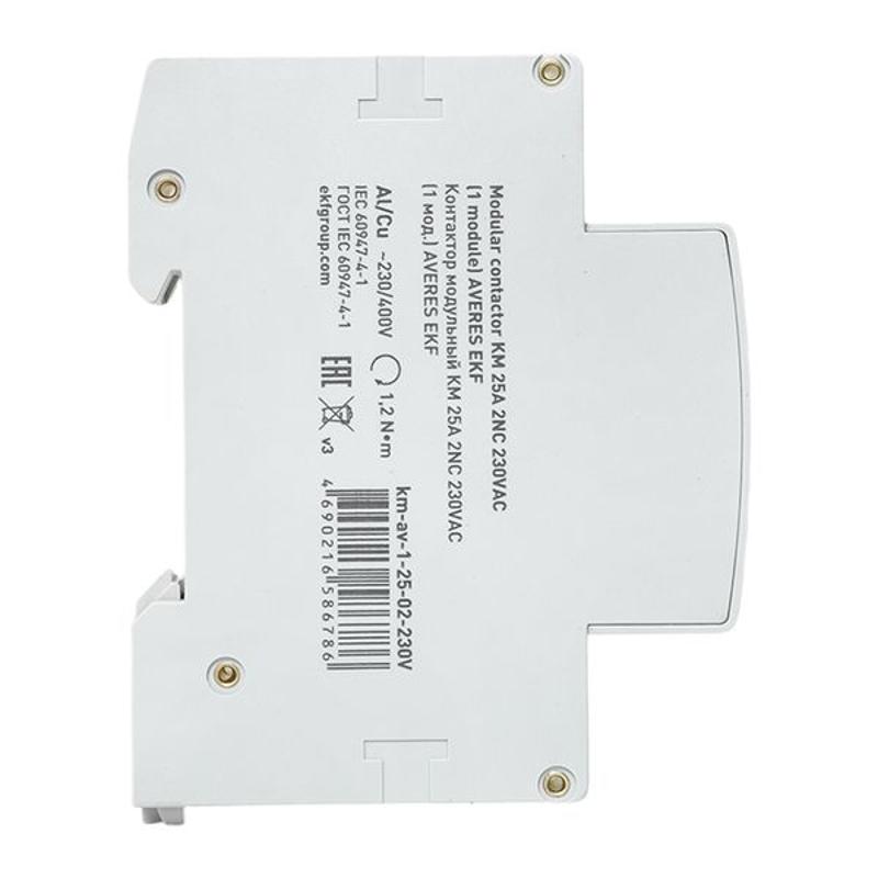 Контактор модульный КМ 25А 2NC 230VAC (1 мод.) AVERES | km-av-1-25-02-230V | EKF — миниатюра 4