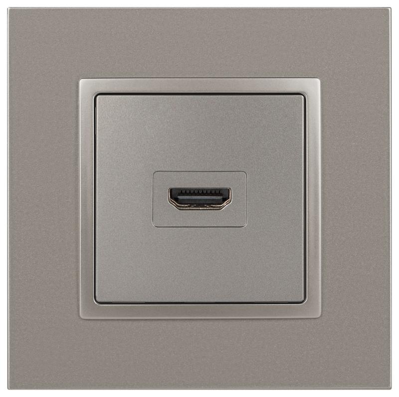 Розетка Elegance 14-3114-16 HDMI, титан | Б0065778 | ЭРА — миниатюра 2