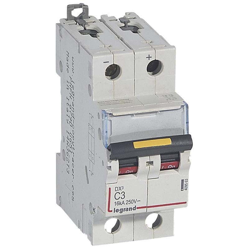 Выключатель автоматический двухполюсный DX3 DC 10000 3А C 16кА | 409563 | Legrand — Legrand