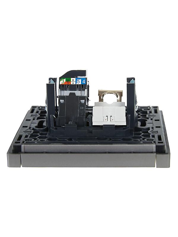 FORTE&PIANO Розетка двойная RJ11+RJ45 кат.5E FP535 сталь | FP-KT20-O-1-K46 | IEK — миниатюра 5