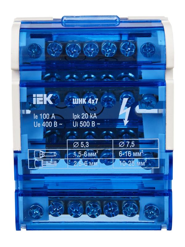 Шины на DIN-рейку в корпусе (кросс-модуль) 3L+PEN 4х7  | YND10-4-07-100 | IEK — миниатюра 3