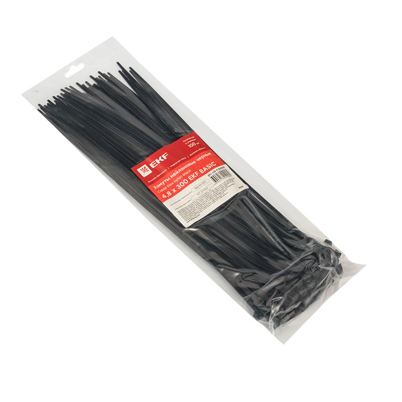 Хомут нейлоновый ЧЕРНЫЙ 4,8х300 (уп./100шт) EKF Simple | plc-cb-4.8x300 | EKF — миниатюра 3