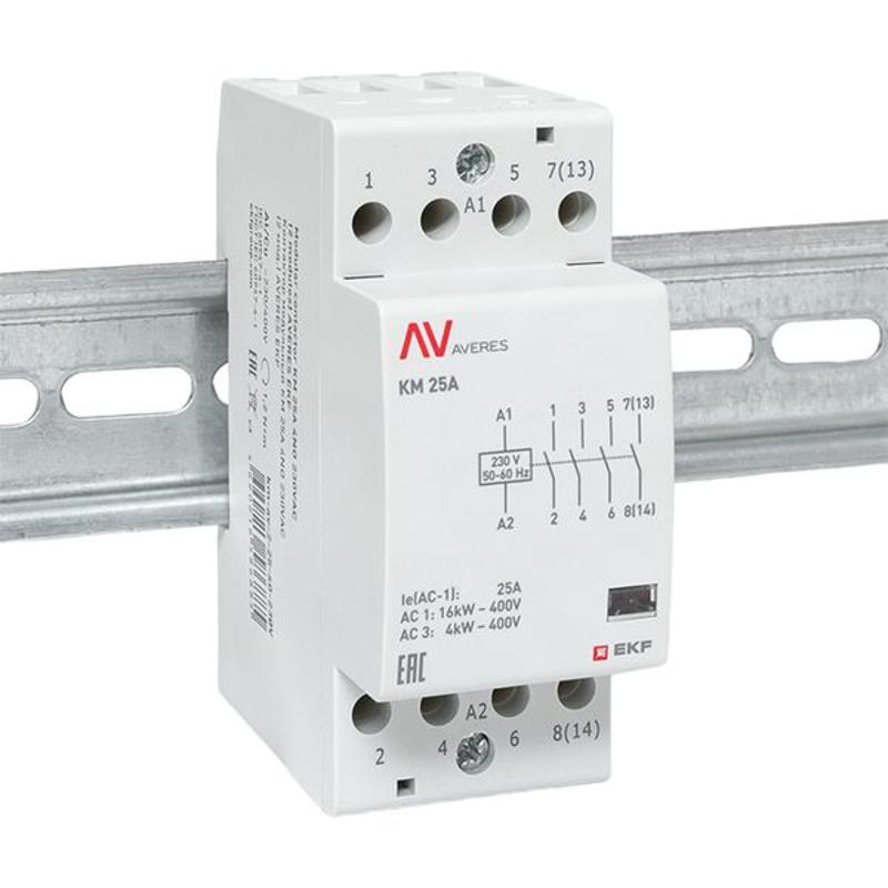 Контактор модульный КМ 25А 4NO 230VAC (2 мод.) AVERES | km-av-2-25-40-230V | EKF — миниатюра 2