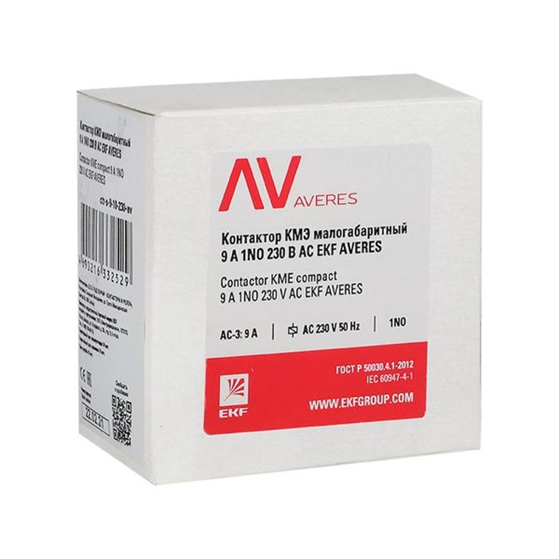 Контактор КМЭ 9А 1NO 400В АС EKF AVERES | ctr-s-9-10-400-av | EKF — миниатюра 9