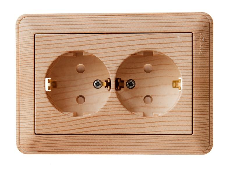W59 Сосна Розетка 2-ая с заземлением с защитными шторками (в сборе) | RS16-255-78 | SE — Systeme Electric