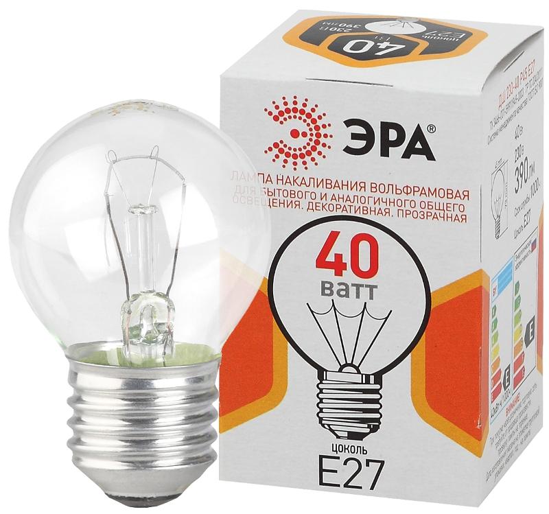 Лампа накаливания ЛОН ДШ (P45) шар 40Вт 230В Е27 цв. упаковка | Б0039137 | ЭРА — фото 1 | Sento