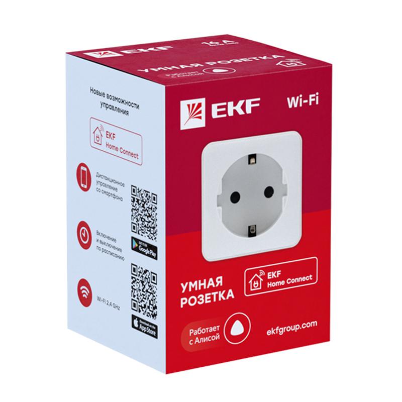 Розетка умная Wi-Fi бел. HomeConnect | RCS-1-WF | EKF — миниатюра 3