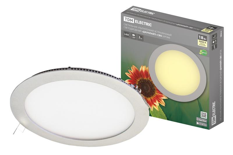 Светильник светодиодный встраиваемый Downlight ДВО СВО (хром) 18Вт 3000К IP20 опал | SQ0329-0015 | TDM — фото 1 | Sento