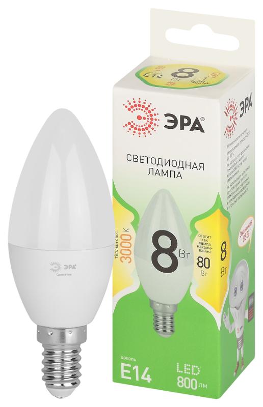 Лампа светодиодная  GREEN LINE LED B35-8W-830-E14 GL E14 8 Вт свеча теплый свет | Б0067133 | ЭРА — миниатюра 1