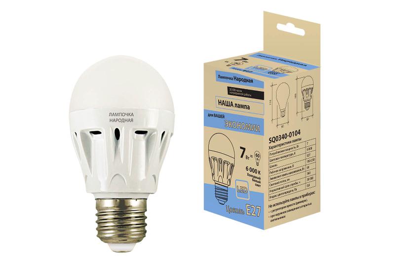 Лампа Народная светодиодная НЛ-LED-A60 7 Вт-6000 К-Е27 (60х105) | SQ0340-0104 | TDM — TDM ELECTRIC