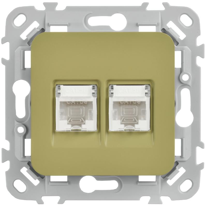 FLITE Розетка 2-ая компьютерная RJ45 кат.5Е UTP РК5е-2-0-ФлО оливковый | FI-K22-1-K26 | IEK — миниатюра 2