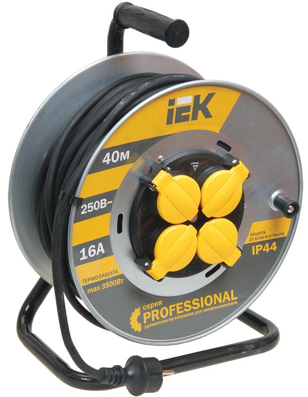Катушка УК40 на мет с т/з 4 места 2Р+PЕ/40м КГ 3х2,5мм2 IP44 "Professional" | WKP17-16-04-40-44 | IEK — IEK (ИЭК)