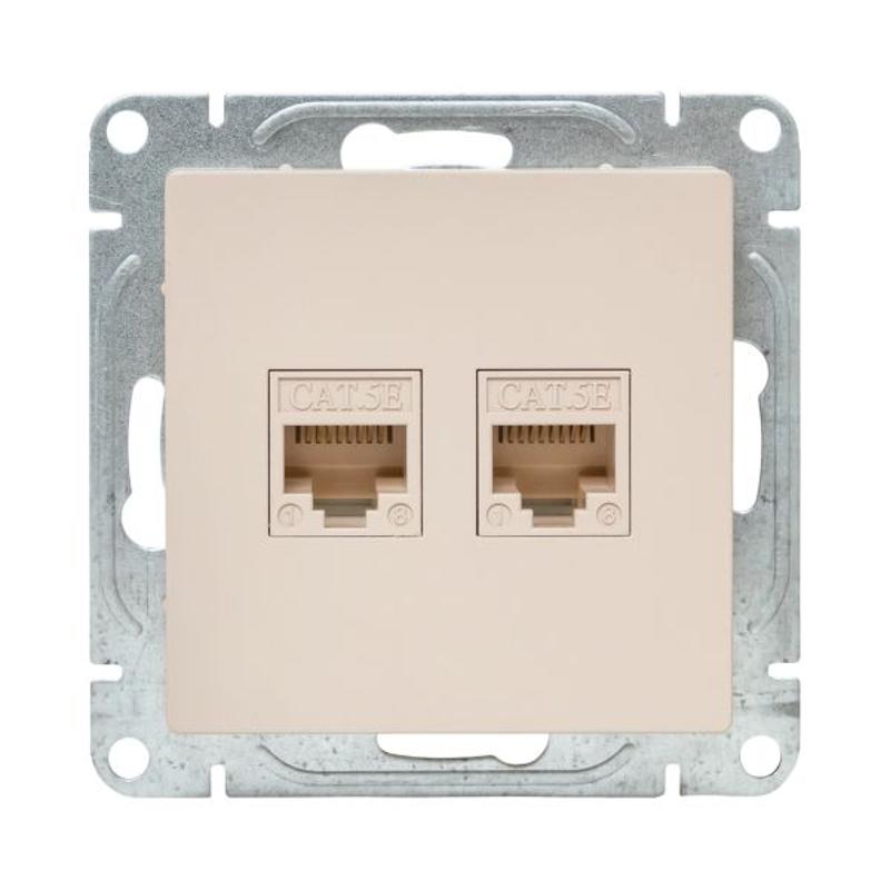 Механизм розетки RJ45 (cat5), кремовый Эпика  |UP1-SOI-RJ45-5| EKF — миниатюра 4