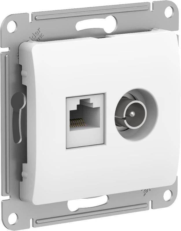 Glossa Белый Розетка 2-ая TV + компьютерная RJ45, кат. 5Е, механизм | GSL000189 | SE — Systeme Electric